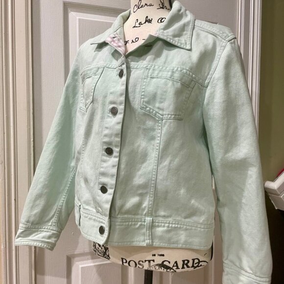 J.JILL DENIM MINT GREEN JACKET SZ M VERSATILE MINIMALIST SOPHISTICATED - Picture 7 of 12